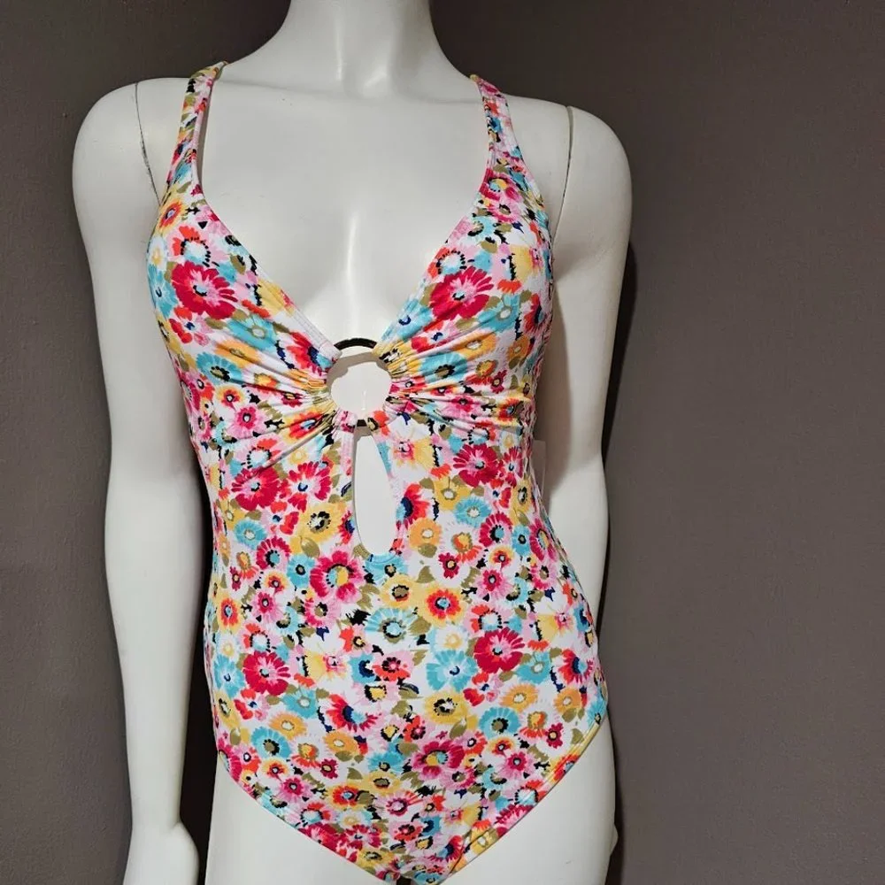Bleu Rod Beattie Flower Hour Cross-Back One-Piece Size 6 - Picture 2 of 11